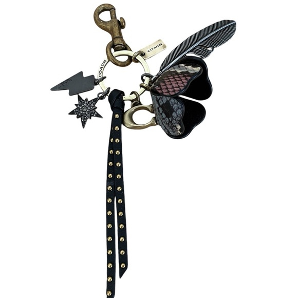 Auth Coach Tea Rose, Lightening Bolt, Studded star Multi Charm bag key fob charm - Picture 4 of 17